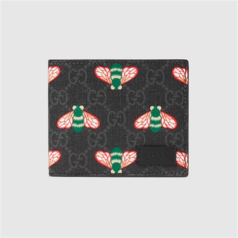 Gucci Bestiary Wallet With Bees 'Black GG Supreme'